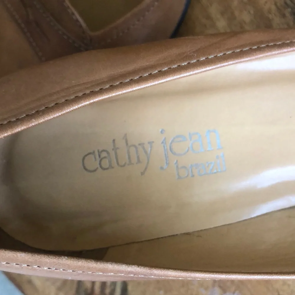 Cathy Jean Brazil Leather Light Brown Leather Heels size 7.5 - Picture 3 of 11